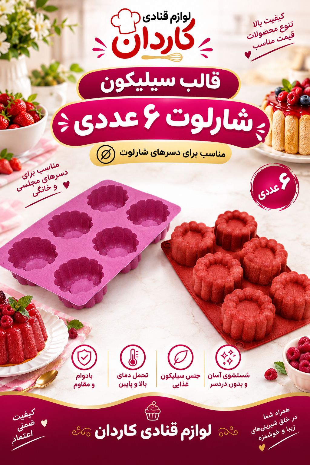 قالب سیلیکون شارلوت ۶ عددی